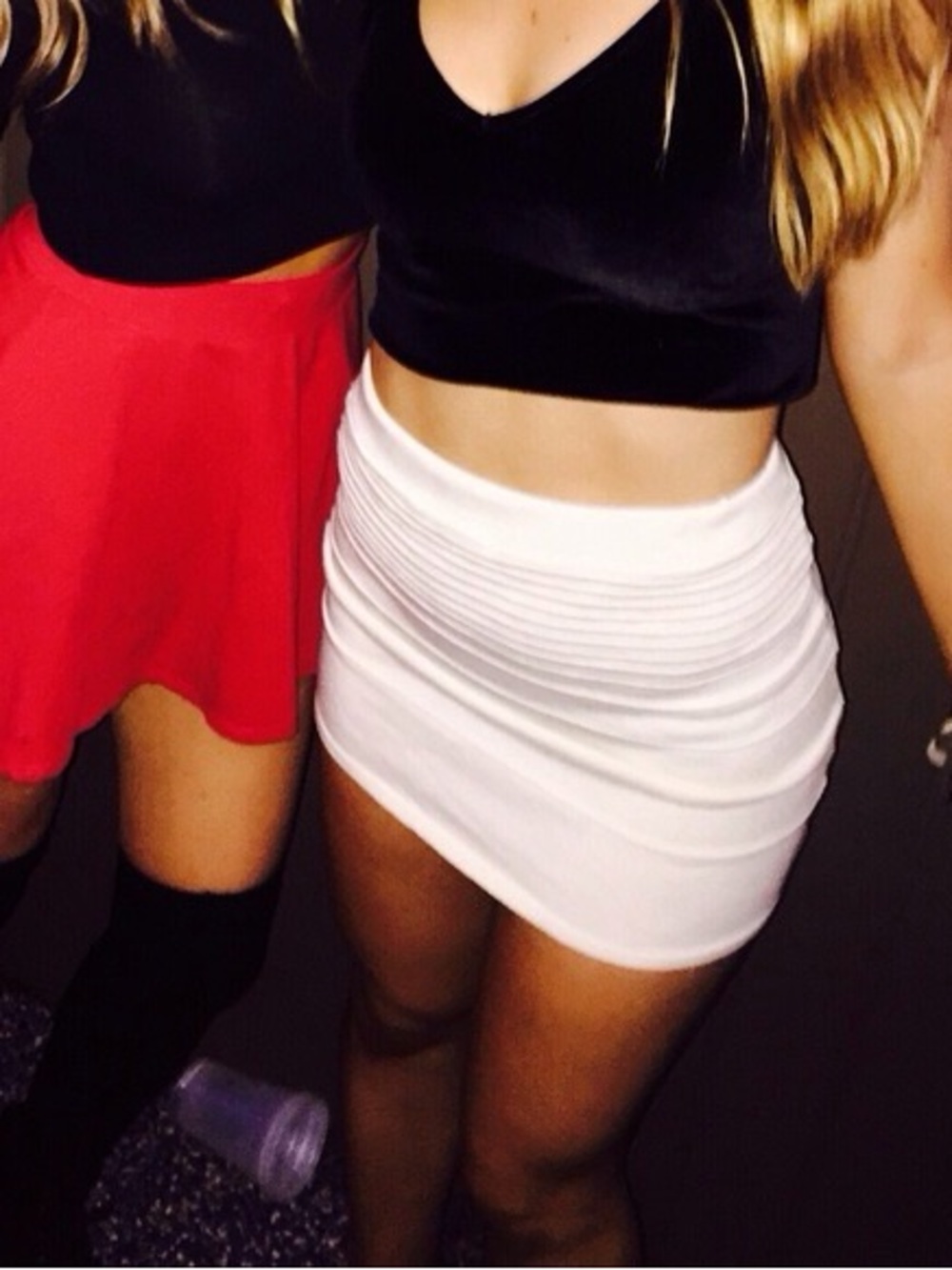debut White Ribbed Bodycon Mini Skirt